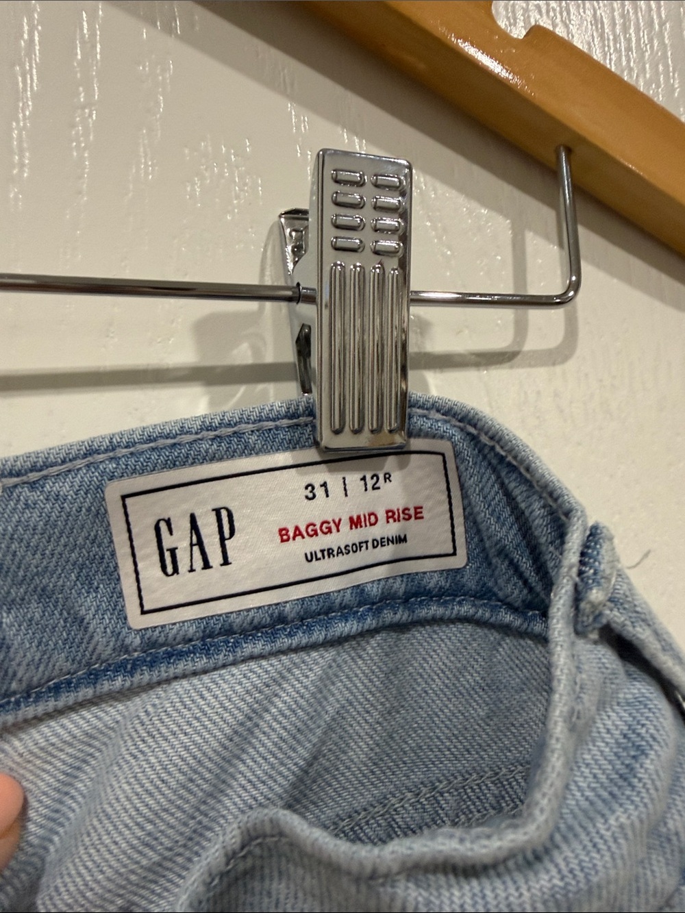 Gap baggy mid rise Wide Leg Two-Tone Light Wash Jeans - size 12 - Picture 4 of 5